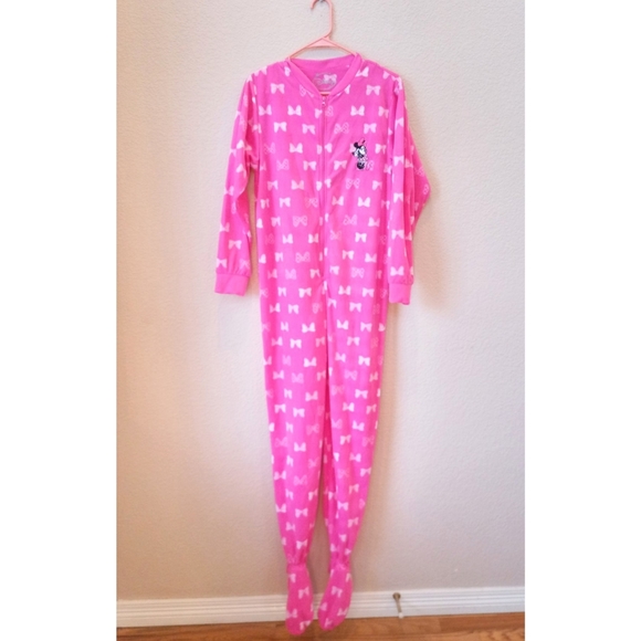 Disney pink fleece Minnie Mouse footed onsie pajamas - Picture 1 of 7